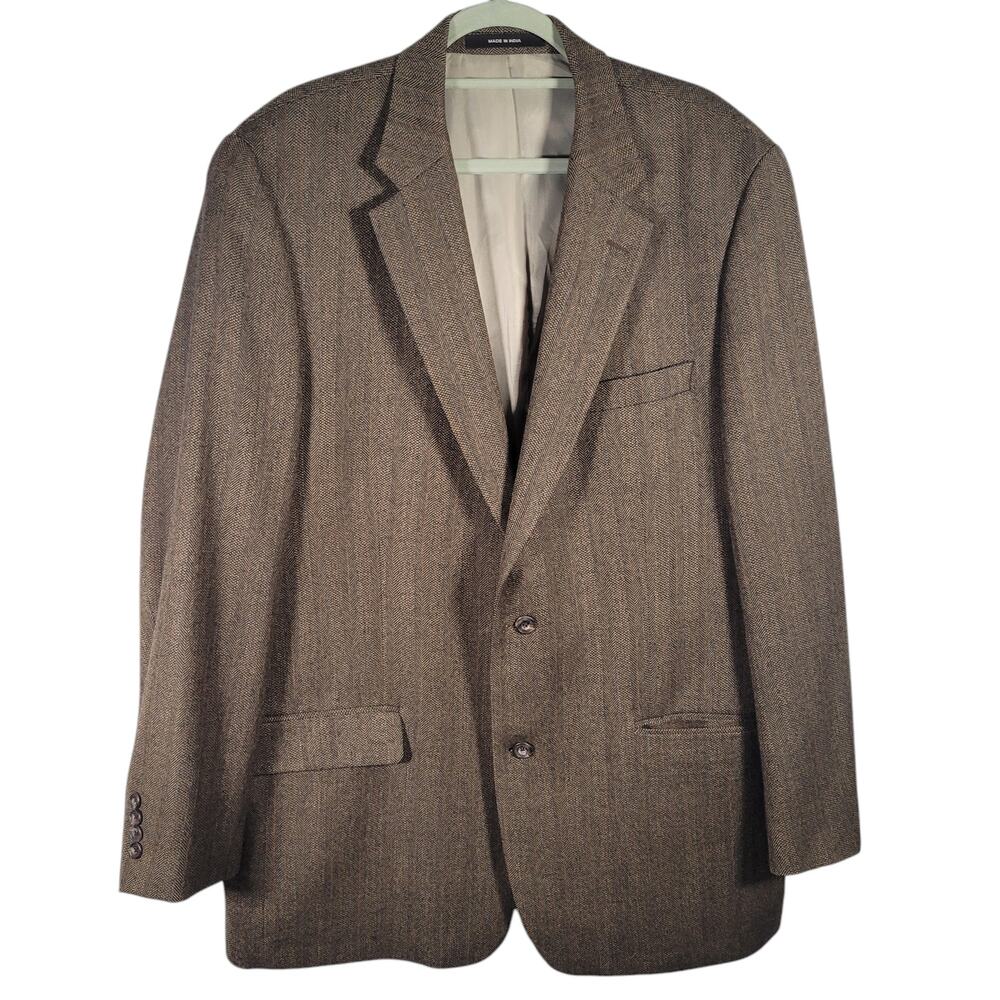 Vintage Etienne Aigner 100% Lambswool Herringbone Sport Coat Blazer 44L